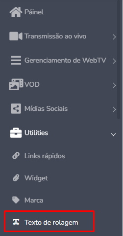 Web TV: como habilitar e editar o texto de rolagem no player de vídeo